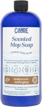 CANDE Mop Soap - Highly Scented Mop Soap, Luxury Floor Cleaner, Premium Fragranced Floor, Streak-Free Shine, 32 oz (Teakwood & Mahogany)
