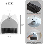 Small Broom and Dustpan Set Mini Hand Broom and Brush Set Handheld Broom and Dust Pan Set - Cute Bear Design, Compact Cleaning Tool for Desktop Countertop Table Windowsill Home Kitchen