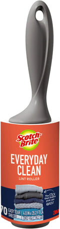 Scotch-Brite Everyday Clean Lint Roller, Lint Roller for Pet Hair, Clothing, Furniture and More, 1 Lint Roller, 70 Sheets Total, Lint Remover, Lint Remover for Clothes, Pet Hair Removal