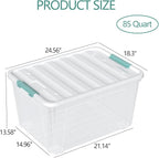 85 Quart Plastic Storage Bin with Latching Lid, Large Clear Storage Box, 4 Pack