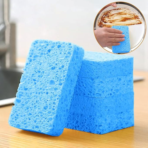 12 - Pack Non-Scratch Scrub Sponges - Sponges for Dishes and Washing Dishes, Cleaning Sponges for Kitchen Home Bathroom Cars, Funny Cut-Outs DIY for Kids (Blue)
