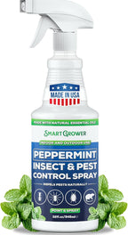 All Natural Peppermint Oil Insect & Pest Control Spray Repels Mice, Spiders, Ants, for Home, Indoor, Outdoor, Garden Maximum Strength Smart Grower Ready to Use 32 FL OZ
