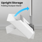JOYMOOP White Broom and Dustpan Set, Upright Angle Design with Built-in Comb Teeth for Kitchen, Office, Pet Hair, Hard Floors