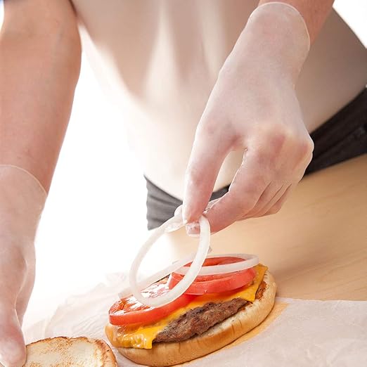 TRONEX 8973 Vinyl Disposable Gloves, Latex-Free, Powder-Free, Food Service, Catering, Natural, Medium, Case of 1000