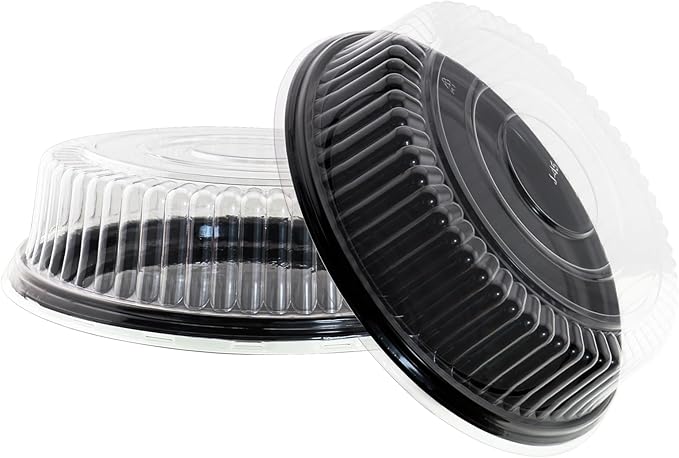 5Pcs12 Inch Cake Containers with Lid -Plastic Disposable Clear Cake Container Dome and Black Base Carry & Display Storage Box (5)