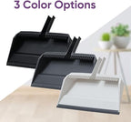 Superio Wide Plastic Dustpan with Comb - 16" Wide, Rubber Lip, Broom Handle Clip, White