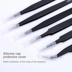 6PCS Precision Tweezers Set, Upgraded Anti-Static Stainless Steel Curved of Tweezers, for Electronics, Laboratory Work, Jewelry-Making, Craft, Soldering, etc, by kaverme.