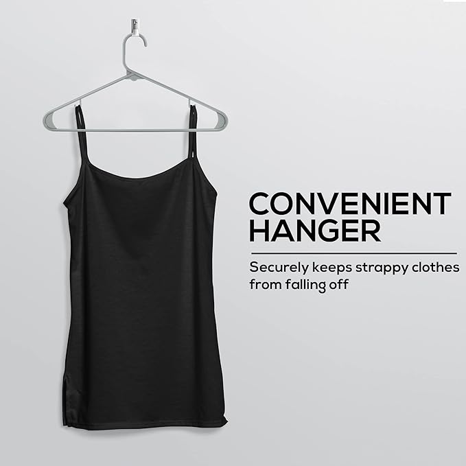Utopia Home Plastic Hangers 50 Pack - Space Saving Clothes Hanger - Durable & Strong Closet Organizers and Storage with Built-in Strap Hooks - Essential for Shirts, Pants, Skirts & Coats (Grey)