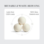 XL Wool Dryer Balls – Natural Fabric Softener for Laundry – Reusable, Anti-Static & Reduces Drying Time – 100% New Zealand Wool – Eco-Friendly Dryer Balls for Clothes