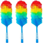 3 Pack Upgrade 19” Rainbow Static Feather Duster with Beandable and Washable Head - More Fibers Bigger Head Less Loss of Fiber