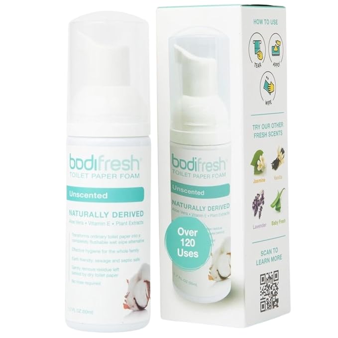 Toilet Paper Foam, Liquid Wet Wipe | Plant-Based, Eco Friendly Flushable Wet Wipe Alternative with Aloe & Vitamin E (1.7 Fl Oz (Pack of 1), Unscented)