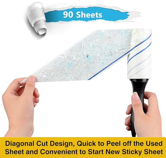 Extra Sticky Lint Rollers for Pet Hair Small Pet Hair Rollers Dog Cat Fuzz Clean Removal Rolls Easy Tear Sticky Lint Roller Removers for Clothes Couch Furniture, 450 Sheets Total, 5 Packs