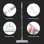 Rubber Squeegee Broom for Floors, 51.77" Long Handle Multi-Surface Magic Multifunction Broom, Pet Hair Remover Scraper for Laminate Carpets, Windows, Mirrors, Rugs, Hardwood, Tile Cleaning