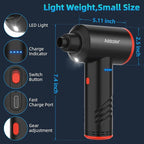 Compressed Air Duster 6000mAh Battery - Electric Air Duster Addcolor AD38 Keyboard Cleaner 3 Adjustable Wind Speeds with LED, Reusable Canned Air for Dust Removing Installations for Cleaning Purposes