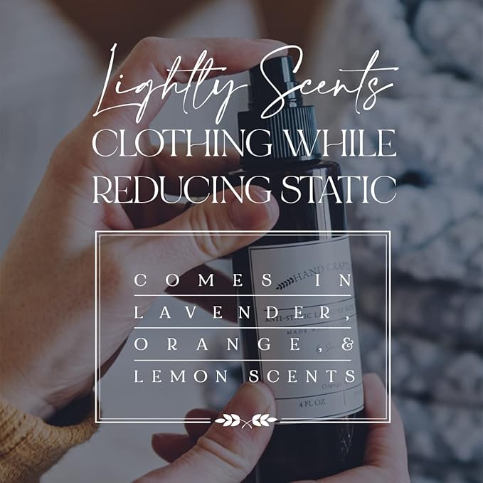 Anti-Static Laundry Scenting Spray with Essential Oils (Lavender, Lemon, Orange) (Lavender)