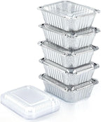 (55 Pack) 1 Lb Aluminum Pans with Lids, Disposable Baking Foil Containers, Takeout Food Storage, Freezer - Mini Foil Pans with Clear Lids for Restaurants & Catering - Size 5.5x4.5x1.9 Spare Essentials