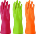Alimat PluS 3 Pack Reusable Cleaning Gloves Latex Free, Dishwashing Rubber Gloves for Cleaning, Waterproof Household Gloves for Laundry, Gardening (Small, Without Liner)