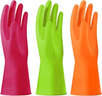 Alimat PluS 3 Pack Reusable Cleaning Gloves Latex Free, Dishwashing Rubber Gloves for Cleaning, Waterproof Household Gloves for Laundry, Gardening (Medium, Without Liner)