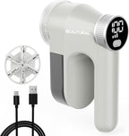 BEAUTURAL Fabric Shaver, Rechargeable Lint Remover, Electric Portable Sweater Defuzzer with 3 Speeds, 6 Leaf Blades, Digital LED Display, Remove Pilling for Clothes, Furniture, Sweater, Couch, Blanket