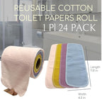 Reusable Toilet Paper Towels 24 Count Roll,Washable Absorbent No Tear Bidet Towels Cotton Cloth,Zero Waste Cleaning Supplies for Bathroom (Solid 4 Colors B)