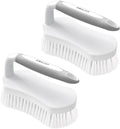 Amazer Scrub Brush for Cleaning Comfort Grip Shower Scrubber Flexible Stiff Bristles with Handle Heavy Duty Cleaner Brush for Tub Sink Carpet Floor - Pack of 2 (Grey+Grey)