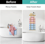 STWWO Bathroom Towel Storage Rack for Bathroom, 30 inch Towel Racks Wall Mounted with Shelf Can Holds 6 Large Towels, Wall Towel Rack for Rolled Towels, Gold