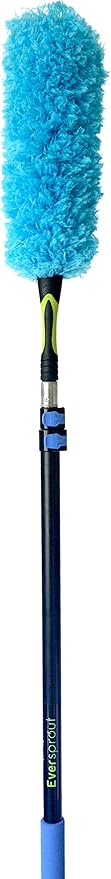 EVERSPROUT 5-to-14 Foot Flexible Microfiber Feather Duster and Extension Pole Combo (20 Foot Reach) | Lightweight, High-Grade Aluminum, 3-Stage Telescopic Pole | Extra Long 24-inch Feather Duster