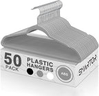 SMARTOR Plastic Hangers 100Pack, Heavy Duty Clothes Hanger Gray - Non-Velvet Thin Hangers with 360°Swivel Hook | Slim Hanger Plastic - Space Saving Hangars, Perchas para Colgar Ropa