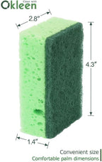 Green Multi Use Scrub Sponge. Made in Europe. 18 Pk, 4.3x2.8x1.4 inches. Odorless Heavy Duty and Non Scratch Fiber. Thick, Durable and Delicate Scrubber for Pans, Bowls, Jars, Sink, Floor