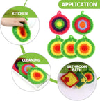 5Pcs Dish Sponge Cleaning Scrubber, 6.3in Round Polyester Dishwashing Swedish Sponges Cloth, Non Scratch and Odorless, Reusable Foam Cleaning Cloths, Hangable Kitchen Housework Scouring Pad