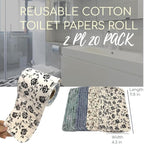 Reusable Toilet Paper Towels 20 Count Roll,Washable Cotton Cloth Paper Bidet Towels,2-Ply Super Soft Absorbent,Paperless Wipes Zero Waste(4 Colors Flower)