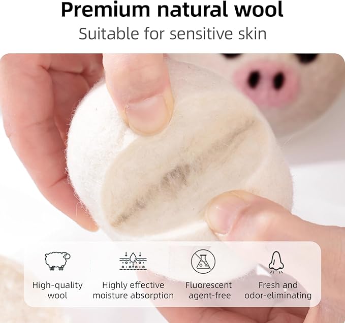 Natural Wool Dryer Balls XL 6-Pack - 100% New Zealand Wool, Reusable Eco-Friendly Fabric Softener, Reduces Wrinkles, Static & Drying Time, Chemical-Free Alternative to Dryer Sheets(LPWB-02)
