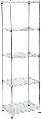 Chrome Small 5 Tiers Wire Shelving NSF Certified. Adjustable Storage Rack for Kitchen,Garage,and Laundry Utility Room (Chrome-Small-5Tiers-16x12x55)