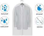 MsKitchen 12 Pack Garment Bags for Hanging Clothes (24x48") - Dustproof Suit Bags - Durable PEVA Dress Covers with Sturdy Zipper for Coats, Jackets, Pants & Uniforms (Translucent)