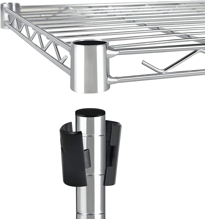 YSSOA Heavy Duty 5-Shelf Storage Shelves, 1750Lb Loading Capacity, 35.43" W x 17.72" D x 70.87" H Adjustable Shelving Unit with Wheels, Chrome, 2 Pack