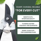 Saboten Japanese Bypass Pruning Shears 7.9 in, Fluorine-Coated Blade Wipes Clean, Rust & Sap Resistant, Ergonomic Non-Slip Grip, Duracon Safety Lock, 20mm Cut Capacity, Made in Japan Garden Clippers