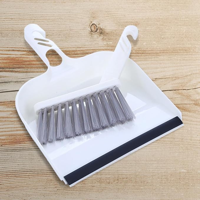 DOITOOL Mini Broom and Dustpan Set 2pcs Household Cleaning Brush for Kitchen and Desktop, White Mini Handheld Sweeping Tools for Home Cleaning Accessory
