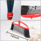 3-Pack Indoor Outdoor Broom Set with Soft & Stiff Bristles, Heavy Duty Sweeping Angle Broom for Corners, Long Handle for Garage, Warehouse, Concrete & Tile Floors