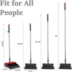 Broom with Dustpan Combo Set 50” Adjustable Long Handle 180 Degree Rotating Broom Set with Comb Teeth Upright Standing Dust Pan for Home Room Kitchen