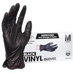 ForPro Disposable Vinyl Gloves, Black, Industrial Grade, Powder-Free, Latex-Free, Non-Sterile, Food Safe, 2.75 Mil. Palm, 3.9 Mil. Fingers, Medium, (Pack of 300)