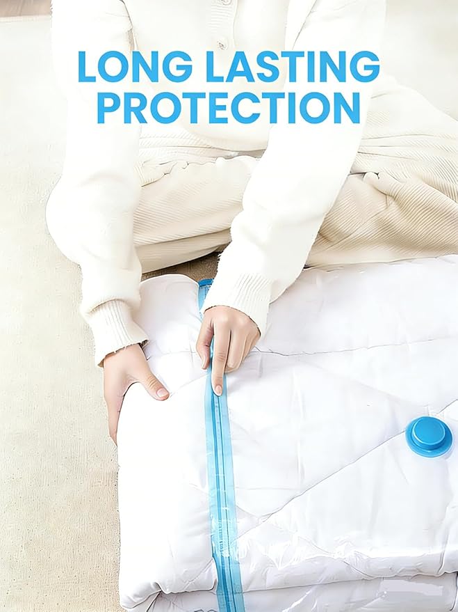 Vacuum Bags for Travel with Pump,8 Pack Vacuum Storage Bags for Bedding and Clothing,Space Saver Bags for Travel and Home(with Hand Pump, Medium 50 * 70)