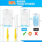 50 Count Disposable Duster Refills for Swiffer Dusters with 1 Handle - 360° Multi-Surface Larger Size Feather Dusters, Dusting Kit for Cleaning Home, Furniture, Blinds and Ceiling Fans