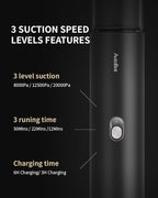 AutoBot Car Vacuum Portable Cordless - 20000PA Handheld Vacuum for Pet Hair, 50 Min Runtime with 5 Attachments & Flexible Hose, 3Hr Fast Charge for Cars, Trucks, Home Cleaning (Type-C)