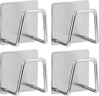 Adhesive Sponge Holder for Kitchen Sink, SUS304 Stainless Steel Scrubber Hanger Sink Caddy Accessories Storage Drain Rack Stand for Scratch Scrub Dishcloth Dishrag Steel Wool Strainer Stopper