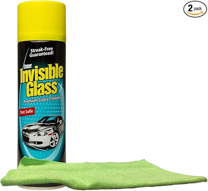 Stoner Invisible Glass Aerosol Glass Cleaner (19 oz.) Bundle with Microfiber Cloth (2 Items)