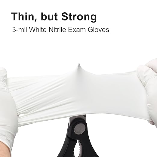 Disposable Nitrile Exam Gloves, 3-mil, Small, Case of 1000, White Nitrile Gloves Disposable Latex Free for Medical, Cleaning, Cooking & Esthetician, Food-Safe, Powder-Free, Non-Sterile