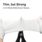 Disposable Nitrile Exam Gloves, 3-mil, Small, Box of 100, White Nitrile Gloves Disposable Latex Free for Medical, Cleaning, Cooking & Esthetician, Food-Safe, Powder-Free, Non-Sterile
