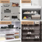 Hershii Expandable Closet Tension Shelf Rod Adjustable Metal Storage Rack Cabinet Organizer DIY Divider Separator Shelves for Wardrobe Cupboard Kitchen Bathroom, Black,43.3-75inches