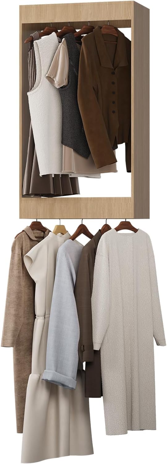 MODCART Double Hanging Closet Unit, Modular Closet System, Wood Closet System Organizer with Storage for Walk in Closets, Clothing Rack Wardrobe Closet for Hanging Clothes, Bedroom, Wood, 25.5" W