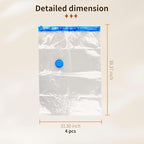 4 Pack Vacuum Storage Bags, Space Saver Bag Vacuum Seal Bags for Clothing Travel Moving Blankets Pillows Storage and Organization, Hand Pump Included (100 X 80 cm)
